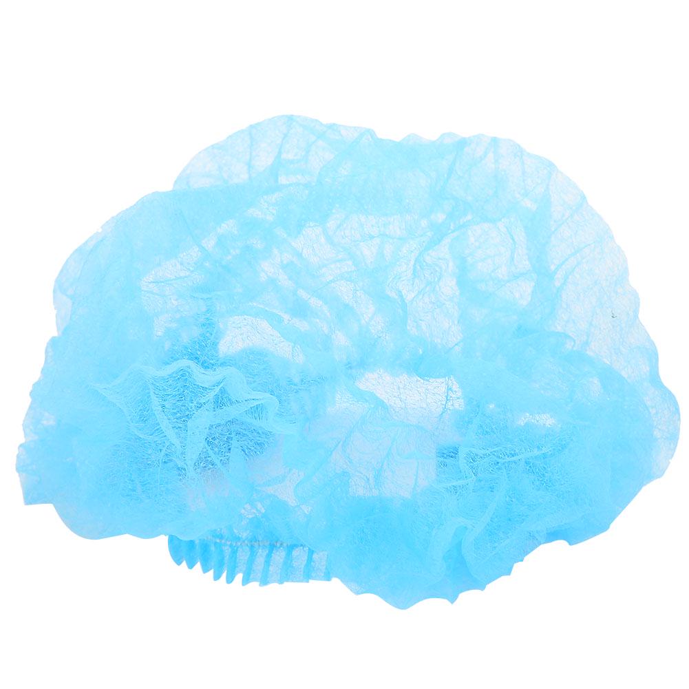 100PCS Disposable Hair Shower Cap Non Woven Anti Dust Hat Strip Blue NOn Woven Caps for Salon