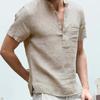 Summer Men's  Cotton and Linen Short-Sleeved T-shirt Casual Men's T-shirt Shirt Male Breathable