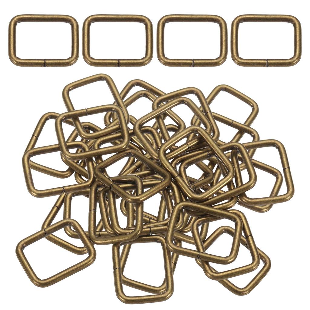 36pcs Metal Rectangle Ring Buckles x Square Strap Webbing Belt Rings for Camping Dog Luggage Belt Craft DIY Accessories Bronze [uxcell] 4/5" 1"
