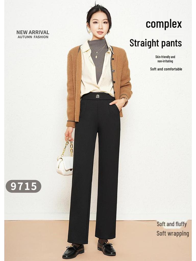 Women's Winter Fleece-Lined High-Waisted Versatile Black Pants