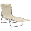 Vidaxl Folding Sun Loungers, 2 Pcs, Cream, Textilene And Steel