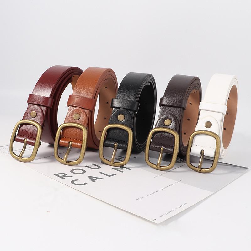 Womens Belt Simple Versatile Retro Korean Style Student Leather Jeans Dress