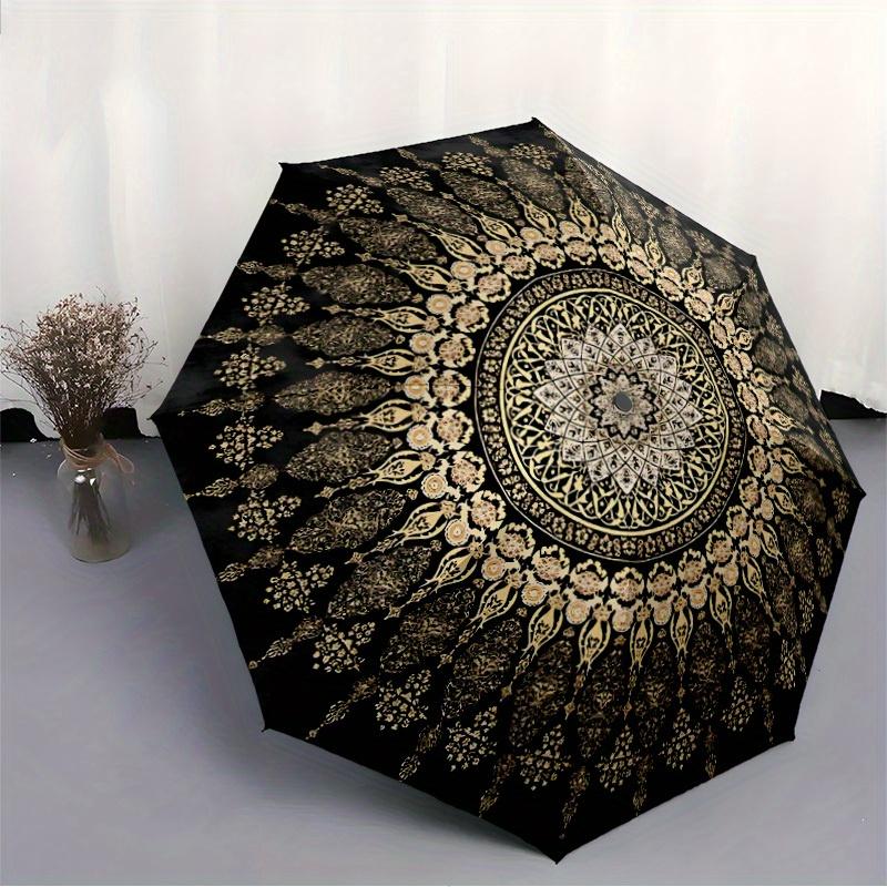 1pc Mandala, Ornament Automatic Open/Close Umbrella with One Touch Button,, Windproof Design   Lightweight Portable Umbrella for Women & Men6138