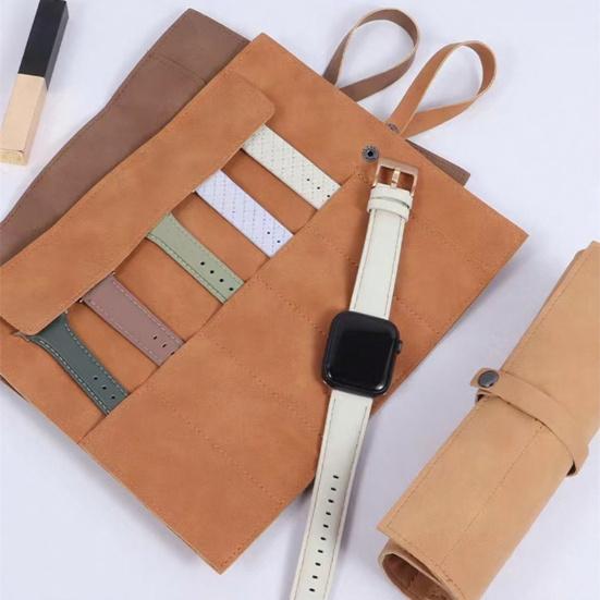 Watch Straps Storage Bag Imitation Leather Holds 5 Straps Watch Strap Storage Pouch Multi-compartment Watch Band Organizer