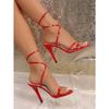 Fashion Sandals with Pointed Roman Cross Straps, Versatile High-heeled Sandals, Cross-border Women's Shoes