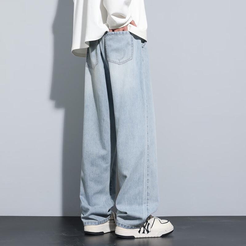 TonLion Men's Summer Thin Straight Loose Jeans