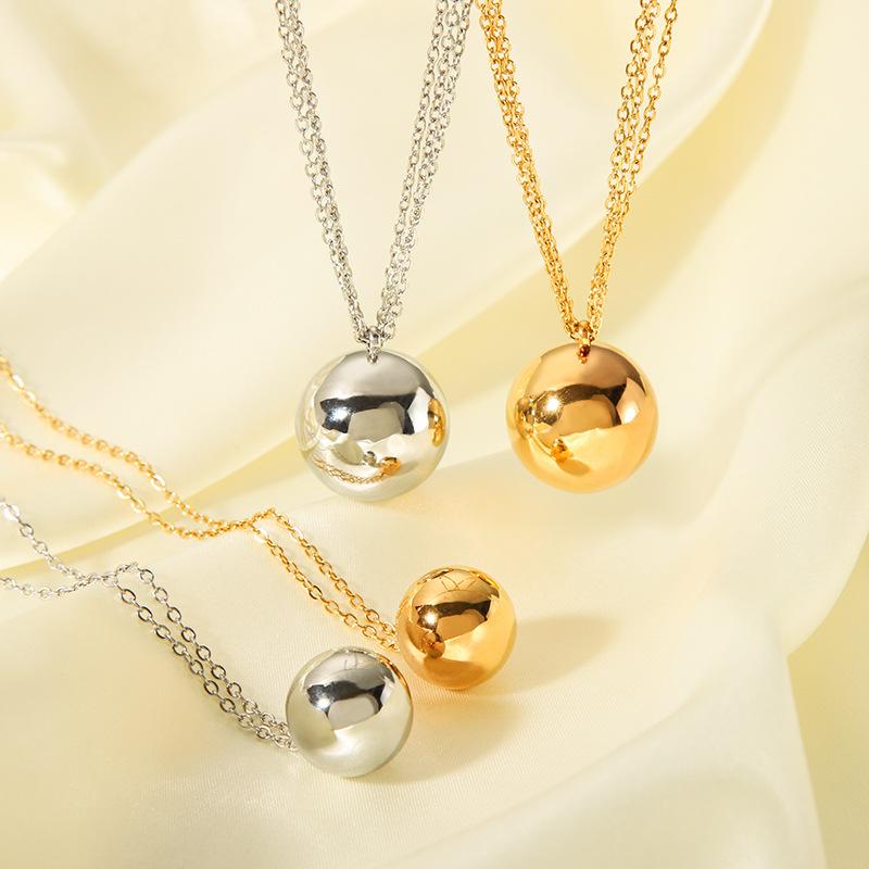 Trendy Ball Pendant Necklace 18K Gold Color Stainless Steel Beach Fashion Waterproof Jewelry 2024 Bijoux