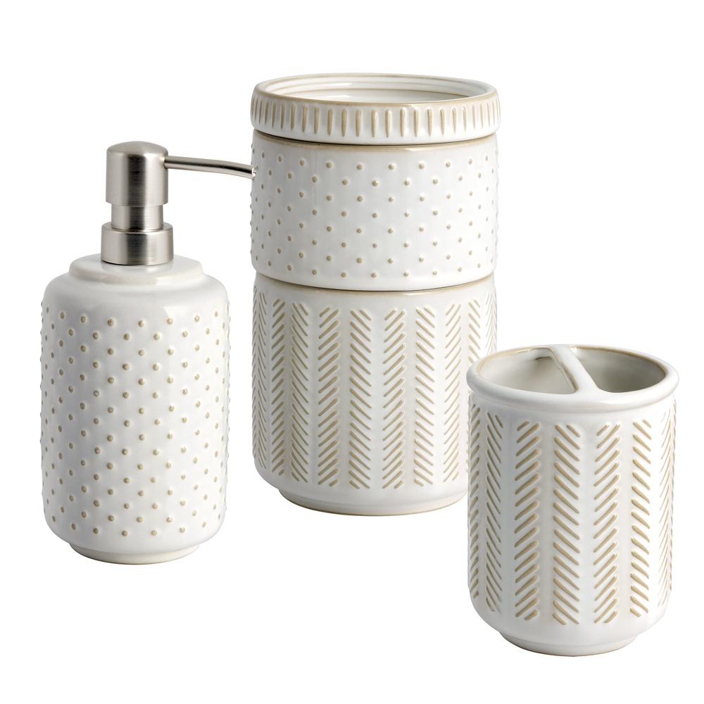 Ceramic Lotion Pump Textured Rustic Charm Handcrafted Glazed White Bathroom Accessory Soap Dispenser Unique Design Easy Fill