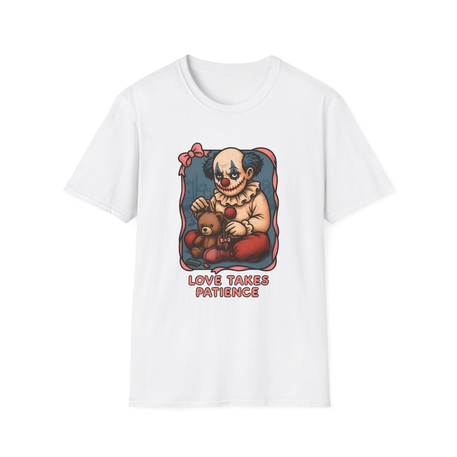 Unisex Softstyle T-Shirt Psychotic Clown Teddy Bear Hair Braiding S