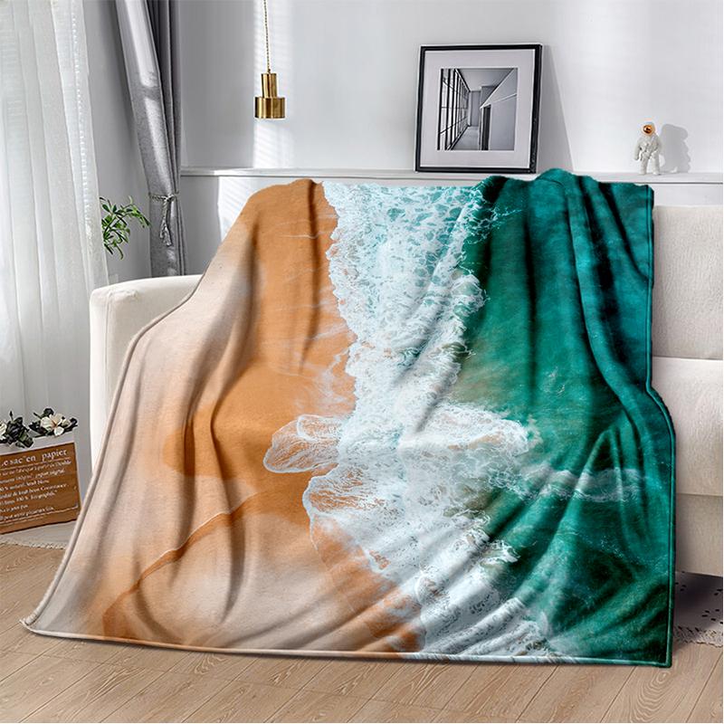 2025 New Style Sea Water Beach Reef 3D Nature Scenery Blanket,Soft Throw Blanket for Home Bedroom Bed Sofa Travel Picnic Cover