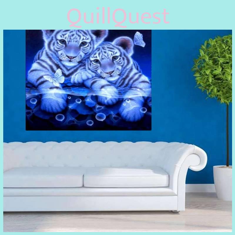 Exquisite Diy Painting Full Circular Tigers Butterfly With 3d Embroidery For Elegant Home Decor
