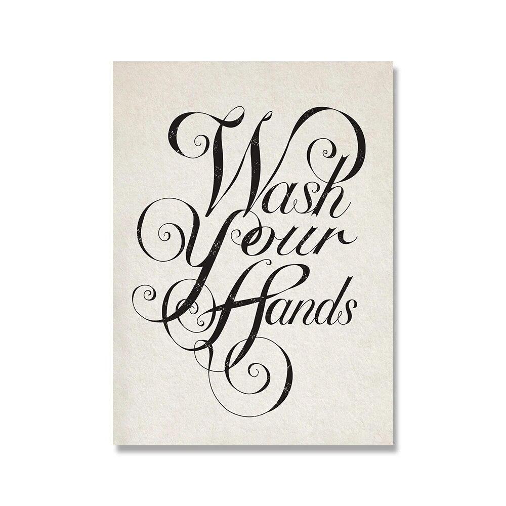 Wash Your Hands Quote Poster Toilet Roll Paper Origami Art Print Vintage Canvas Painting Nordic Wall Picture Bathroom Home Decor