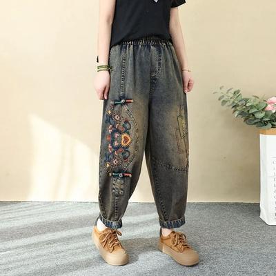Katoenen Broek Zomer Dames Plus Size Losse Jeans Broek Veelzijdig Casual Hoge Taille Wijde Pijpen Linnen Broek