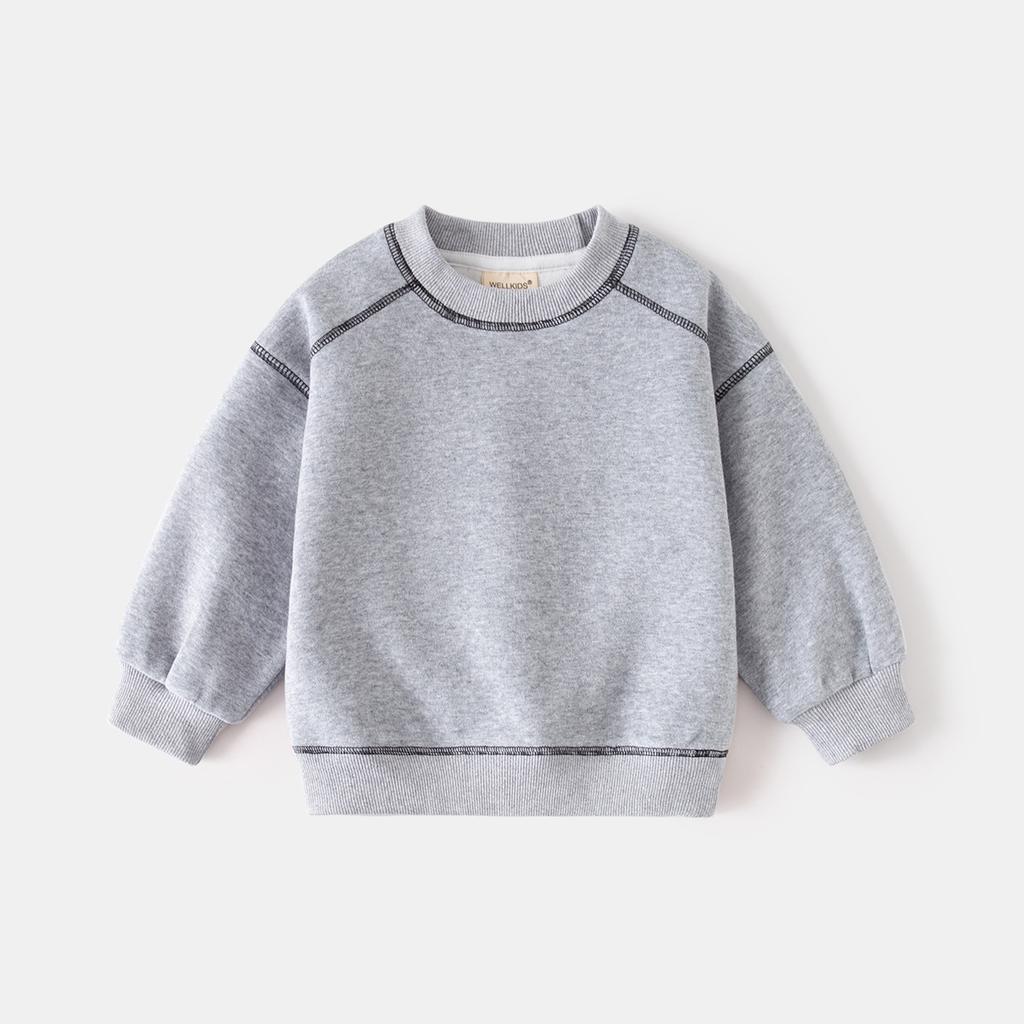 Boys Crewneck Sweatshirt Color Block Pullover Casual Top Spring Autumn Clothing for Kids