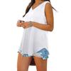 New V-neck Dovetail Sleeveless Solid Vest T-shirt for Women