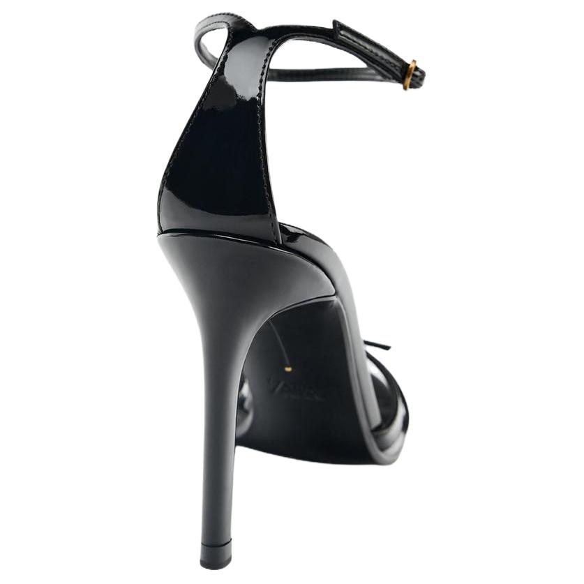 Zara PU Vintage Open-Toe Buckle High Heels One-Strap Sandals 10cm Women Sandals Black 1336610800