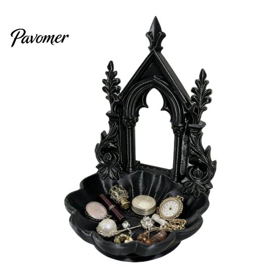 Light Luxury Tray Jewelry Storage Tray, with Gothic Arch Pearlescent Design, Decorative Display Themed Organizer, for Rings Earrings Necklaces