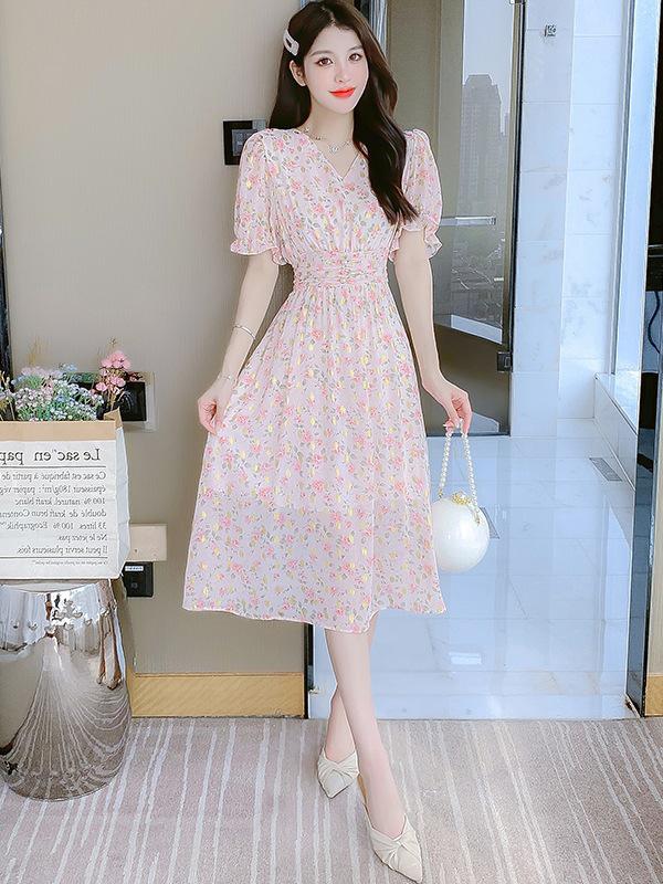 

Summer Ruffle Chiffon Dress for Women Large