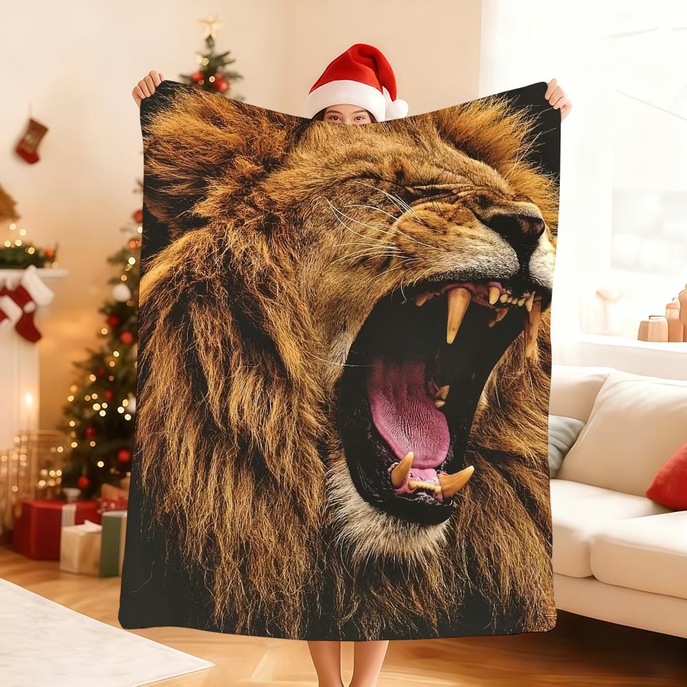 Lion Pattern Blanket Soft Throw Blanket for Home Bedroom Bed Sofa Picnic Travel Office Rest Cover Blanket Gift