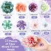 23/25Pcs Artificial Purple Flower Head Mini Silk Flower Fake Peony Daisy Rose Flower Wedding Home Decoration Party Craft Wreath