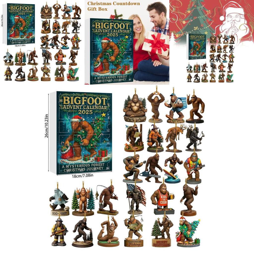 Kerst Adventskalender Met Bigfoot Monster Acryl Feestdecoratie Voor Party Cadeaus