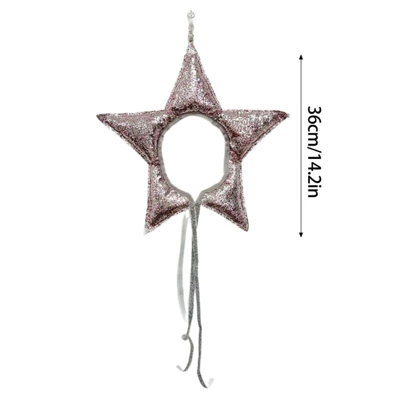 Stjärnhuvudstycke Klämma Krona Glitterig Stjärnhatt Hårstyling för Halloween Hårband Hatt Prinsessa Foto Rekvisita
