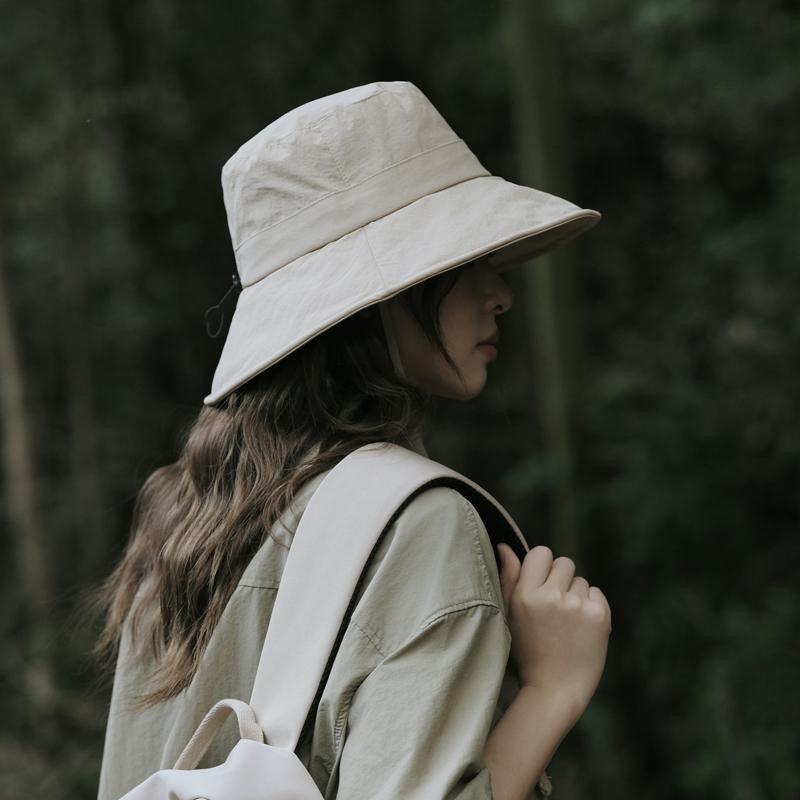 Hat women summer UV protection sun protection mountaineering outdoor quick drying bucket hat windproof rope versatile show small face