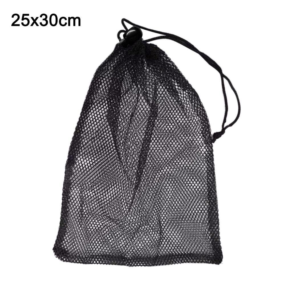 Durable Multi Purpose Drawstring Storage Pouch Bag Nylon Black Laundry Bag Breathable Mesh Pouch Travel Outdoor Activity Pouch