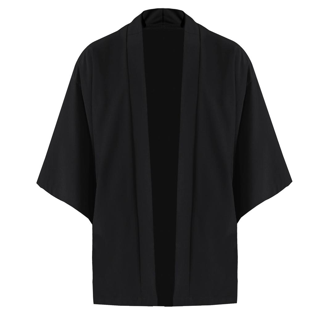 Abrigo Negro de Hombre Capa Blanca Camisa de Playa Verano Haori Hombre Ropa Unisex Hombre