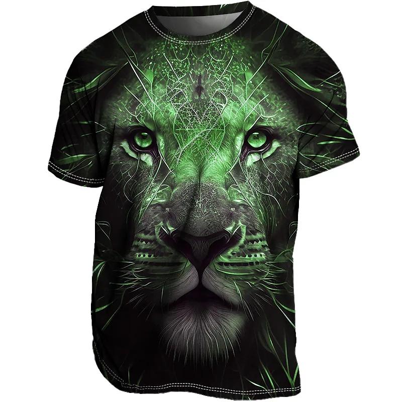 Übergroßes Herren-T-Shirt 3D Löwen-Print T-Shirts Tops Sommer Lässig Herren Tiermuster T-Shirt Streetwear Damen Mode Kleidung