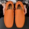 Fashion Genuine Leather Men Loafers Shoes High Quality Moccasins Driving Shoes Green Orange Office Shoes Casual Loafers Big Size 38-49