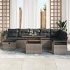 Ensemble de Canapés de Jardin 9 pièces avec Coussins gris Rattan Synthétique, Canapé de Jardin 2 places avec Coussins gris 3359816
