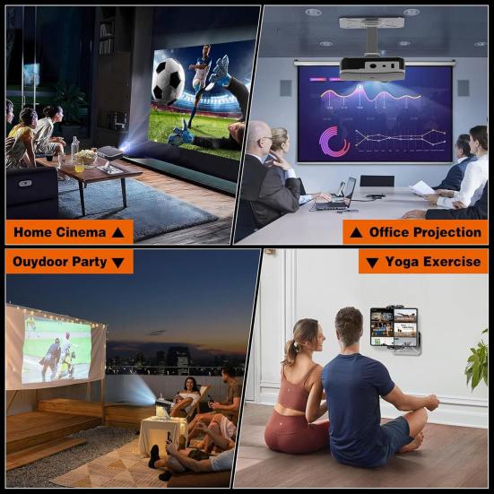 Aluminum Alloy Projector Stand 360-Degree Rotating Height Adjustable Heavy Duty 3-in-1 Projector Holder Desk Wall Ceiling Mount with 1/4-Inch Thread