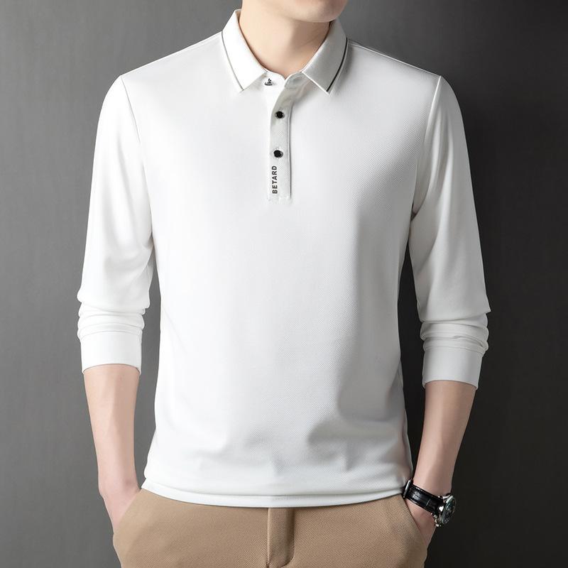 Long-sleeved Polo Shirt for Men Spring New Korean Style Fashion Slim Casual Solid Color Lapel Men's Bottoming Shirt Top
