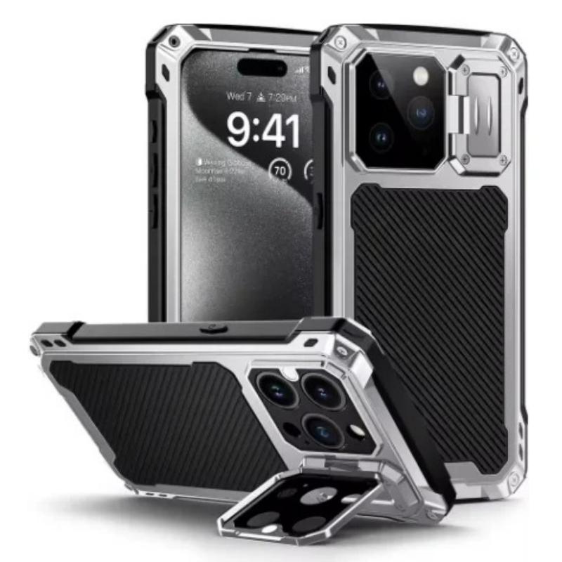 Camera Kickstand Metal Magnetic Case for IPhone 17 Air 16 15 14 Pro Max 16 Plus MagSafe Glass Screen Heavy Duty Shockproof Cover