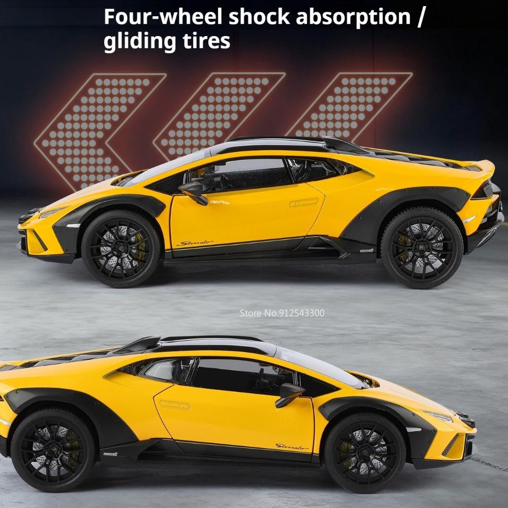 1:18 Scale HURACAN STERRATO SVJ63 Car Model Toy Sound Light Shock Absorption Sliding Supercar Models Children's Interactive Toys