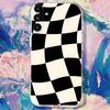 Black white Checkered Phone Case For Samsung S30,S25,S24,S23,S21,S22,S20,S10,5G,FE,lite,PIus,Ultra Transparent Cover