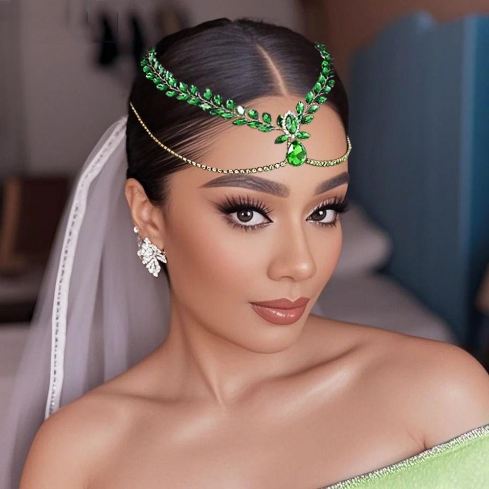 Exquisite Bride Forehead Head Chain Shining Woman Headwear Pageant Tiara  Dance Party