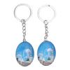 2Pcs Double Sided Photo Keychain Oval Picture Memorial Souvenir Gift Key Ring Decor