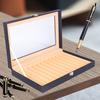 12 Slots Fountain Pen Storage Box, Wooden Pen Display Organizer with PU Leather Cover, Collector Case  for Writing Enthusiasts