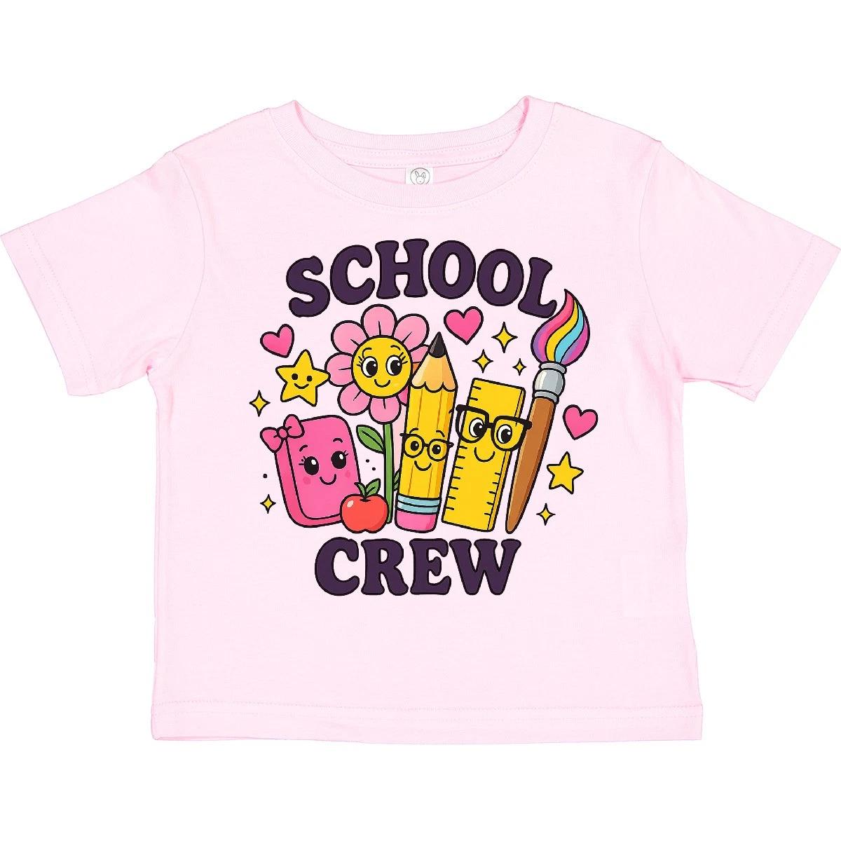 Inktastic School Crew Cute Cartoon Characters Toddler T-Shirt Pencil Ruler Back 100