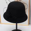 New autumn and winter women's wool top hat middle-aged mother hat retro bow basin hat foreign style warm old man hat