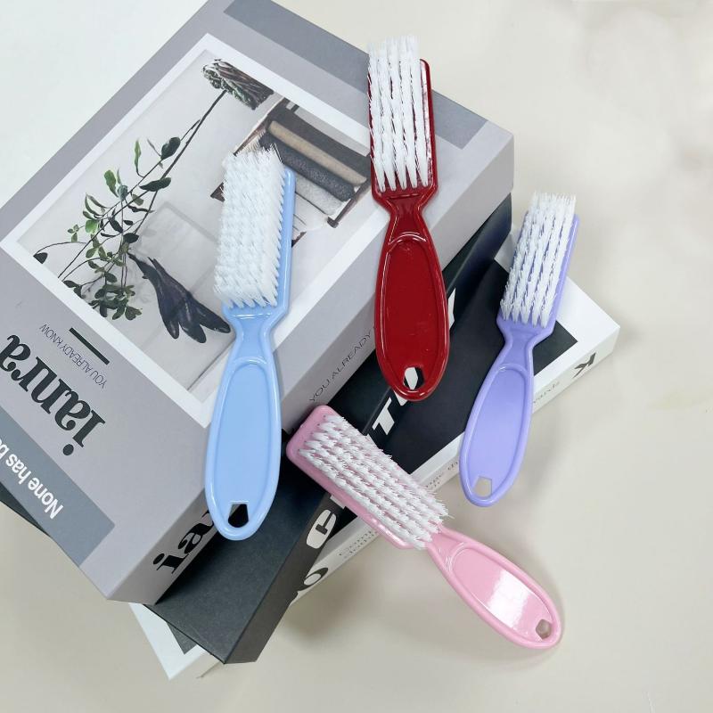 Pulizia Pennelli per Unghie Trasparenti Manico Lungo Morbidi Rimuovi Polvere Pennelli per Unghie Multifunzionali Cinque Colori Strumenti Manicure Pedicure