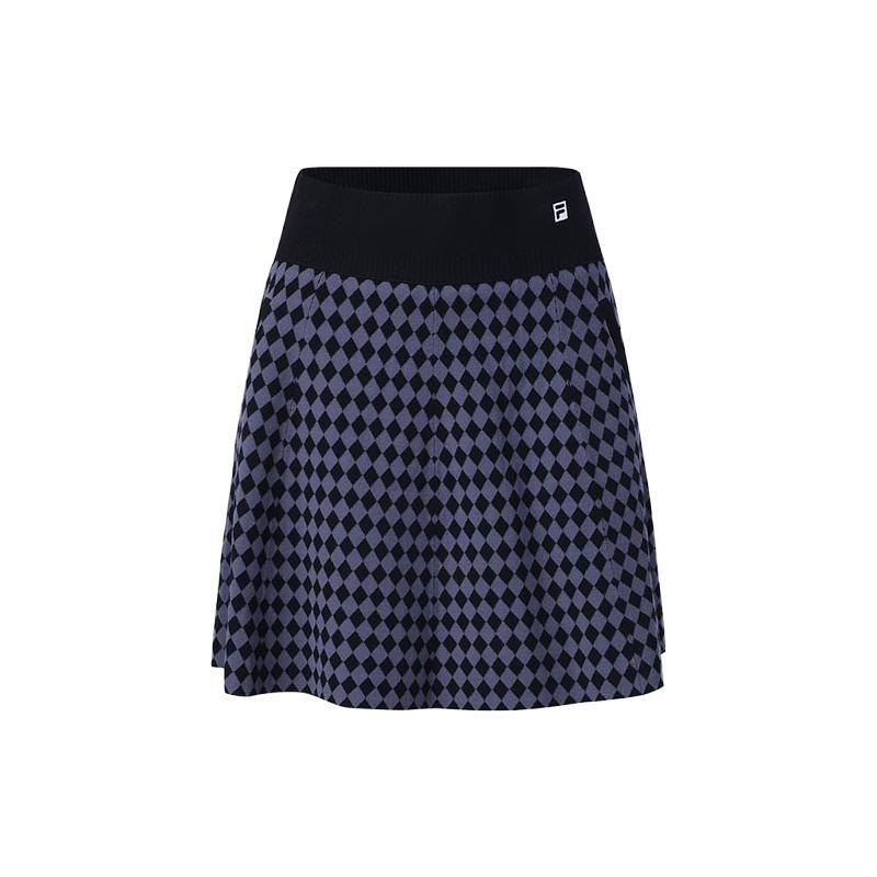 

FILA Golf Series Plaid Print Loose Golf Knit Casual Skirt Women skirts Deep-Black A11W345304FBK M