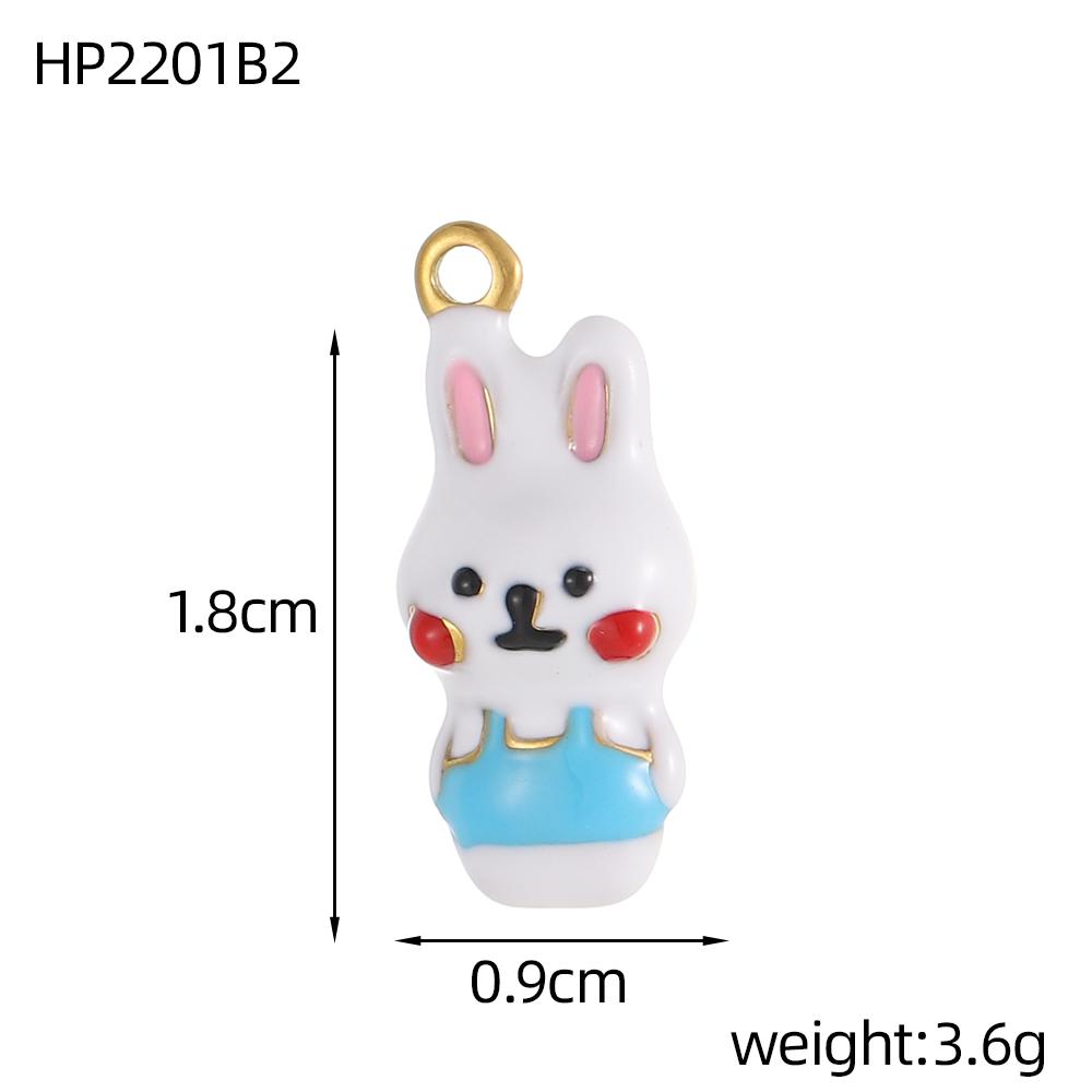 CARLIDANA Personalized Flower Stainless Steel Rabbit Pendant Strawberry Gold Plated Charm ice cream Enamel DIY Accessories