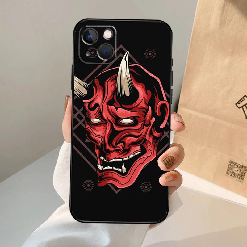 Samurai Oni Mask Phone Case For iPhone 17 Air 16 15 14 11 12 13 Pro Max 12 13 Mini 15 16 Plus 16e Cover Coque