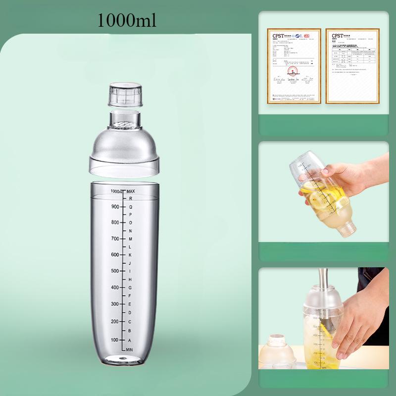 350ml/500ml/700ml/1000ml Shaker Bottle Plastic Cocktail Shaker Mixer Drinks Juice Milk Tea Wine Manual Shaker Cup Home Bar Tools