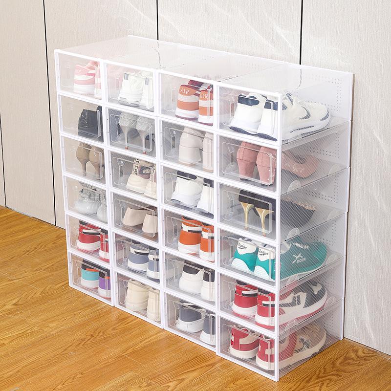 Transparent Dustproof Shoe Storage Box with Moistureproof Shoe Rack for Home