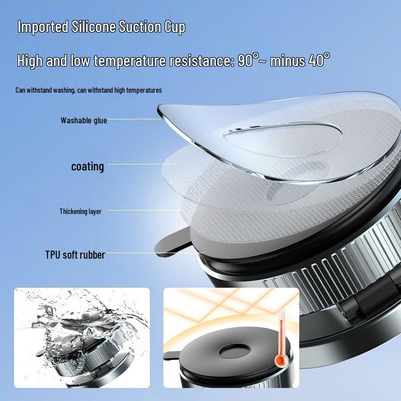 Magnetic Car Phone Holder with Suction Cup and Dashboard Mounting