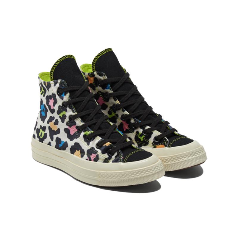 Converse Anni '70 Chuck Taylor All Star Stampa Leopardo Tendenza Scarpe Alte Espadrillas Donna Colore Bianco e Nero